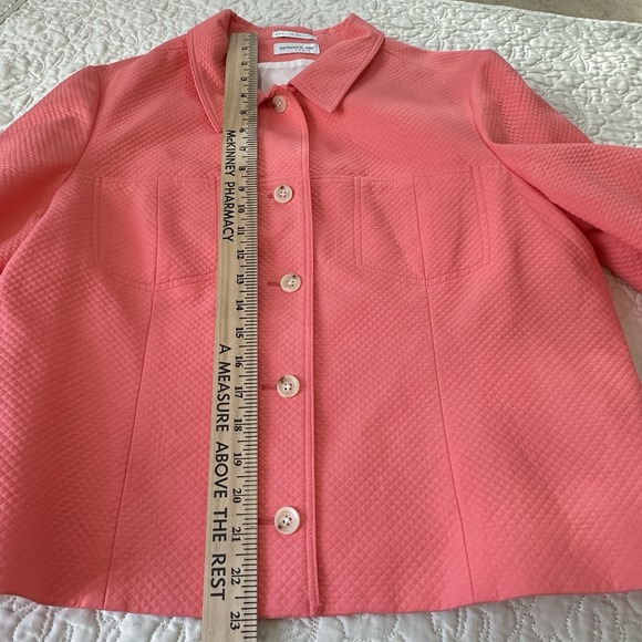 VTG Bernard Zins France Blazer Womens Sz 16 Cotton Lined Jacket Orange Coral EUC - Picture 10 of 12